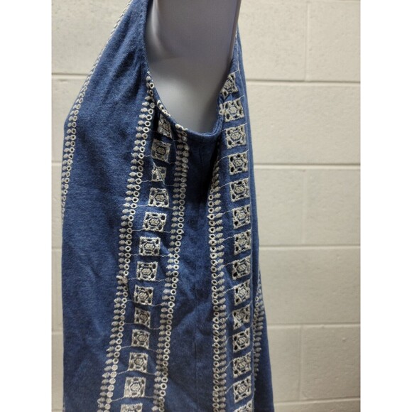 J. Jill Eyelet Embroidered Top Womens X-Small Blue/White Sleeveless Top. - Picture 2 of 5